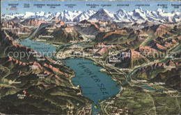 11769467 Thunersee Mit Brienzersee Berner Oberland Panoramakarte Scherzligen - Autres & Non Classés