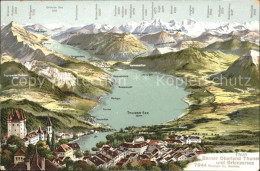 11769446 Thunersee Mit Brienzersee Berner Oberland Panoramakarte Scherzligen - Sonstige & Ohne Zuordnung