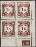 36/ Pof. SL 6, Corner 4-block, Plate Number 2-41 - Unused Stamps
