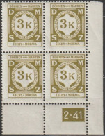 37/ Pof. SL 12, Corner 4-block, Plate Number 2-41 - Unused Stamps