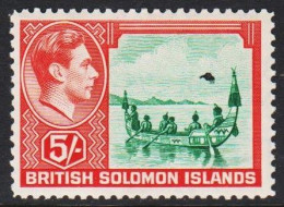 1939. BRITISH SOLOMON ISLANDS. King Georg VI. And Country Scenary 5/-hinged. (Michel 70) - JF546083 - Salomonen (...-1978)