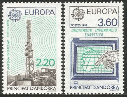 EU88-1-2b EUROPA-CEPT 1988 Andorre Ordinateur Computer Antenne Antenna MNH ** Neuf SC - Télécom