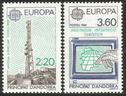 EU88-1-2c EUROPA-CEPT 1988 Andorre Ordinateur Computer Antenne Antenna MNH ** Neuf SC - Unused Stamps