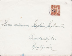 1922. ISLAND. King Christian X. Thin, Broken Lines In Ovl Frame. 20 Aur Brown Single On Cover... (Michel 101) - JF546092 - Lettres & Documents