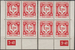 42/ Pof. SL 7, Corner 4-blocks, Plate Number 3-41 - Ungebraucht