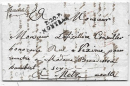 COTE D'OR Lettre Avec Texte De 1818 Marque Postale P20P / MONTBAR - 1801-1848: Voorlopers XIX
