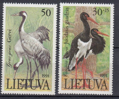 LITHUANIA 1991 Birds MNH(**) Mi 489-490 #Lt1168 - Cicogne & Ciconiformi