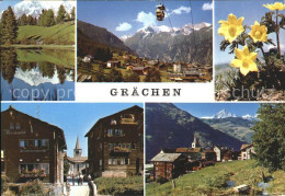 11762236 Graechen VS Seilbahn Dorfstrasse Blumen See  Graechen - Autres & Non Classés