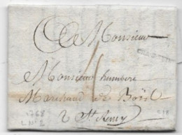 COTE D'OR Lettre Avec Texte (3 Pages) De 1768 Marque Postale CHA.S.SEINE Lenain N°2 Rare Indice 18 - 1701-1800: Vorläufer XVIII