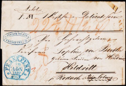 1847. Blue FRANKFURT 19.NOV 1847. NOV Inverted Parcel With Kirschen Delicatessen. - JF124250 - Prephilately