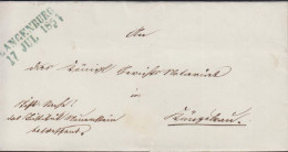 1851. DEUTSCHLAND. Fine Cover With Green Cancel LANGENBURG 17 JUL 1851 And Reverse At Arrival In Blue KÜNZ... - JF436624 - Préphilatélie