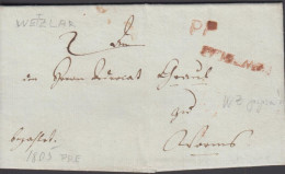 1805. DEUTSCHLAND. Fine Very Old Cover Cancelled WETZLAR + PP. Inside Dated Wetzlar 31th Jan 1805. Beautif... - JF436628 - [Voorlopers