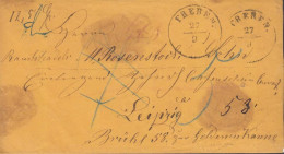 1860. DEUTSCHLAND. Very Interesting And Fine Small Yellow Money Cover Cancelled FREREN 27 9 To Leipzig. Re... - JF436631 - Préphilatélie