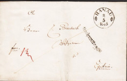 1845. DEUTSCHLAND. Interesting Cover To Epstein With Beautiful Postmark HANAU 8 5 1845 + Nachmittag. Hesse... - JF545736 - Préphilatélie
