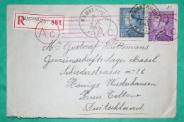 RECOMMANDE KAMPENHOUT BELGIQUE BELGIUM POUR KÖNIGS WUSTERHAUSEN ALLEMAGNE DEUTSCHLAND 1943 COVER - 1936-1957 Collar Abierto