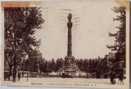 CPSM Circulée 1937,  Marseille ( Bouches Du Rhône) - La Place Castellanne Et La Fontaine Cantini  (62) - Castellane, Prado, Menpenti, Rouet