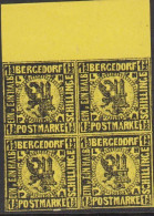 1861. BERGEDORF. 1½ SCHILLINGE In 4-block Without Gum. Very Interesting Old Forgery.  - JF524436 - Bergedorf