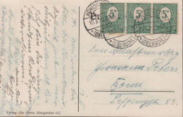 1920. OBERSCHLESIEN. 3 Stripe 5 PF With PLATTENFEHLER - Variety On Postcard Cancelled KÖNIGSH... (Michel 3 I) - JF432633 - Bezetting 1914-18