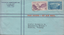 1933. CANAL ZONE. Fine AIR MAIL Cover To Germany Cancelled CRISTOBAL CANAL ZONE And Frankin... (Michel 72a +) - JF432877 - Panamá