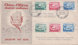 1956. INDONESIA. Fine FDC Cover With Two Complete Set Asian-African Syudents Conference C... (Michel 160-162) - JF432940 - Indonesië