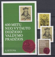 LITHUANIA 1993 Vytautas Anniversary MNH(**) Mi 518-520 Bl 3 #Lt1172 - Lituania