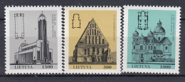 LITHUANIA 1993 Architecture Churches MNH(**) Mi 511-513 #Lt1177 - Eglises Et Cathédrales