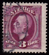 1891-1904. Oscar II. 8 öre Red Violet. Inverted Watermark. (Michel 42) - JF103212 - Usados