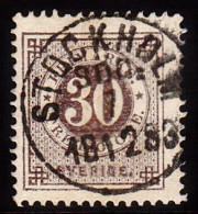 1877. Circle Type. Perf. 13. 30 øre Brown. STOCKHOLM SÖD. 1 12 1883. (Michel 24B) - JF103218 - Gebruikt