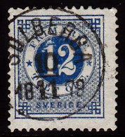 1877. Circle Type. Perf. 13. 12 øre Blue. SOLBERGA 10 11 1879. (Michel 21B) - JF103230 - Usados