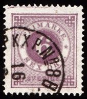 1877. Circle Type. Perf. 13. 6 øre Red Lillac. Colour-line In Margin. Facit 31v5. (Michel 20Ba) - JF103239 - Used Stamps