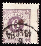 1877. Circle Type. Perf. 13. 6 øre Red Lillac. Part Of Two Stamps. (Michel 20Ba) - JF103240 - Gebraucht