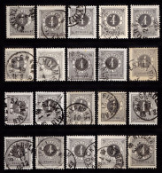 1877. Circle Type. Perf. 13. 4 øre Gray. 20 Stamps With Different Shades Etc. (Michel 18B) - JF103250 - Gebraucht