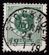 1877. Circle Type. Perf. 13. 5 øre Dark Green. STOCKHOLM NORR 24 1 1879. (Michel 19B) - JF103254 - Usati