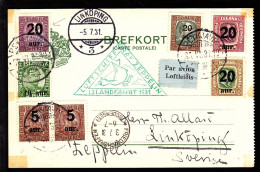 1931. LUFTSCHIFF GRAF ZEPPELIN ISLANDSFAHRT 1931. Two Kings. 5 Aur On 16 Aur Brown Together W... (Michel 105) - JF103805 - Storia Postale