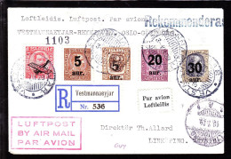 1929. Air Mail. 30 Aur On 50 Aur And 5 Aur/16 Aur + 20 Aur/40 Aur Christian IX, Luftpost 10 ... (Michel 112+) - JF103814 - Storia Postale