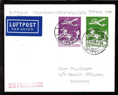 1929. Air Mail. 15 øre Lilac And 10 øre Green. KØBENHAVN LUFTPOST 2 21 5 29 GÖTEBORG 21.5.29. (Michel 144) - JF103838 - Aéreo