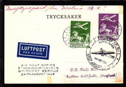 1928. Air Mail. 15 øre Lilac And 10 øre Green. KØBENHAVN LUFTPOST 2 29.8.28 AIR POST OFFICE S... (Michel 144) - JF103839 - Luchtpostzegels