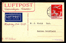 1929. Air Mail. 25 øre Red KØBENHAVN LUFTPOST 2 3.4.29. LONDON. (Michel 145) - JF103856 - Luftpost