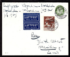 1929. Air Mail. 1 Kr. Brown On 10 øre Envelope. KØBENHAVN 1.7.30 MARIEHAMN 2.VII.30. Åland. S... (Michel 181) - JF103867 - Posta Aerea