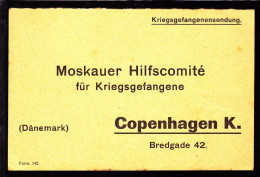 1917. Kriegsgefangenensendung. Moskauer Hilfscomité Für Kriegsgefangene. Copenhagen K Bredgade 42. - JF103884 - Rotes Kreuz