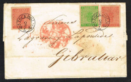 1855. Skilling Banco. TRE (=3) Skill B:co Bluish Green. Interesting Forgery On Old Original En... (Michel 1b) - JF103997 - Cartas & Documentos