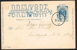 KJØBENHAVNS BYPOST. 1884. -BREVKORT 3 Øre Blue. 2det Oplag. Sent To Ewaldsgade An Cancelled 11 2-3 ø. With... - JF104016 - Lokale Uitgaven