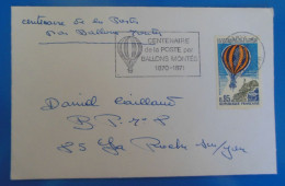 TIMBRES SUR LETTRE   -  CENTENAIRE DE LA POSTE PAR BALLON MONTES  -  RECTO VERSO - 1960-.... Storia Postale