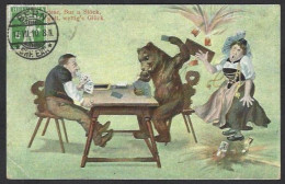 CPA Ours Bear Position Humaine Humanisé Circulé Jeu De Cartes Carte à Jouer - Bears