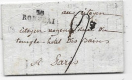 COTE D'OR Lettre Avec Texte De 1793 Marque Postale 20 / ROUVRAI Indice 14 - 1701-1800: Precursores XVIII
