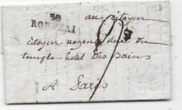 COTE D'OR Lettre Avec Texte De 1793 Marque Postale 20 / ROUVRAI Indice 14 - 1701-1800: Vorläufer XVIII