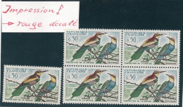 YT 1276 ,LE GUEPIER CAMARGUE BLOC QUATRE AVEC VARIETE IMPRESSION ROUGE DECALE, SUPERBE STAMPS BRIEFMARKEN - Unused Stamps