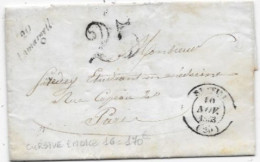 COTE D'OR Lettre Avec Texte De 1853 Marque Postale Cursive 20 / LAMARGELLE Taxe 25  Indice 16 - 1801-1848: Vorläufer XIX