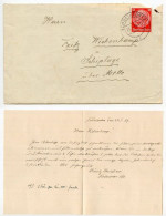 Germany 1939 Cover & Letter; Schweinfurt To Schiplage; 12pf. Hindenburg - Lettres & Documents