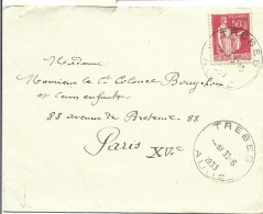 25L2 --- 11 TREBES A5 Horoplan 50c Paix - Manual Postmarks